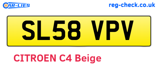 SL58VPV are the vehicle registration plates.