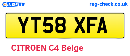 YT58XFA are the vehicle registration plates.
