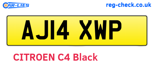 AJ14XWP are the vehicle registration plates.