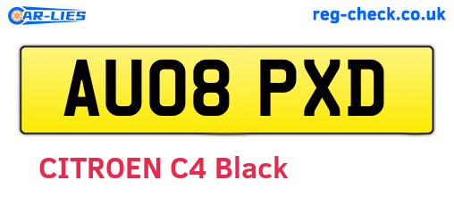 AU08PXD are the vehicle registration plates.