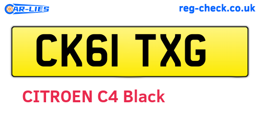 CK61TXG are the vehicle registration plates.
