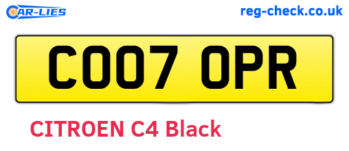 CO07OPR are the vehicle registration plates.
