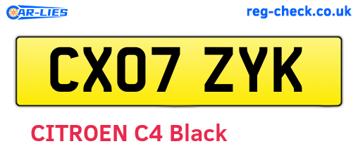 CX07ZYK are the vehicle registration plates.