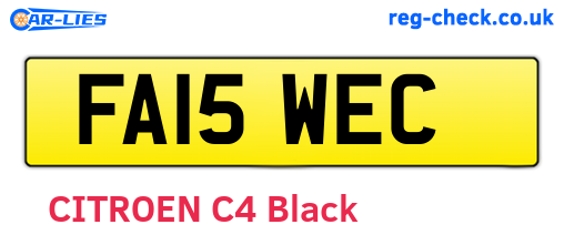 FA15WEC are the vehicle registration plates.