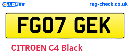 FG07GEK are the vehicle registration plates.