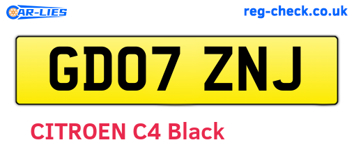 GD07ZNJ are the vehicle registration plates.