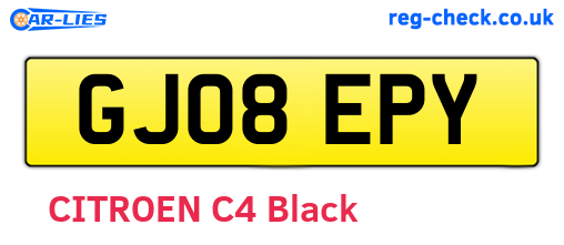 GJ08EPY are the vehicle registration plates.