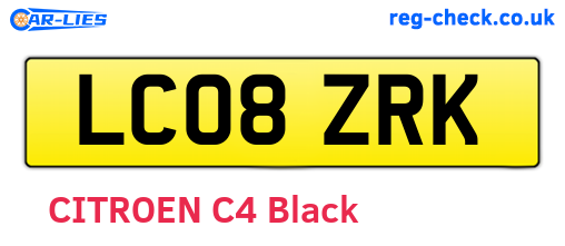 LC08ZRK are the vehicle registration plates.