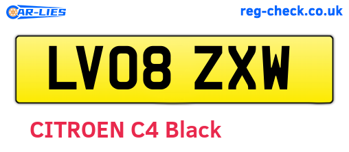 LV08ZXW are the vehicle registration plates.