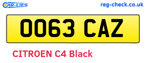 OO63CAZ are the vehicle registration plates.