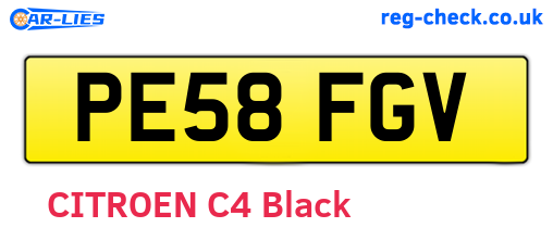 PE58FGV are the vehicle registration plates.