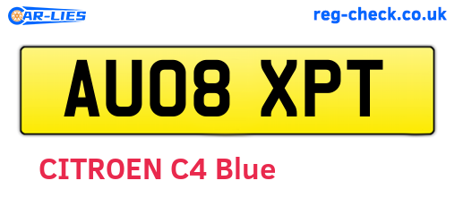 AU08XPT are the vehicle registration plates.