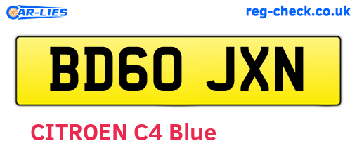 BD60JXN are the vehicle registration plates.