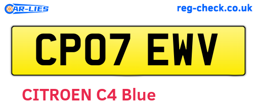 CP07EWV are the vehicle registration plates.