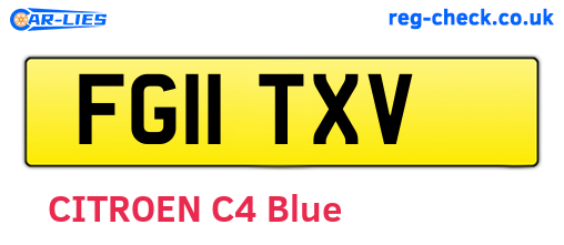 FG11TXV are the vehicle registration plates.