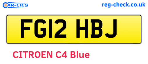 FG12HBJ are the vehicle registration plates.