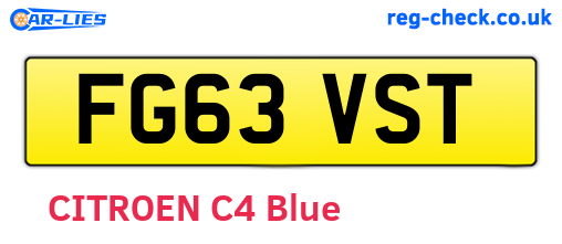 FG63VST are the vehicle registration plates.