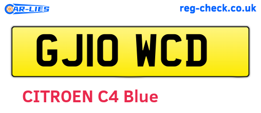 GJ10WCD are the vehicle registration plates.