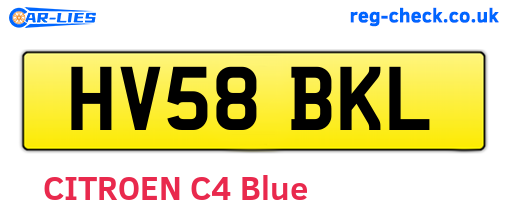 HV58BKL are the vehicle registration plates.