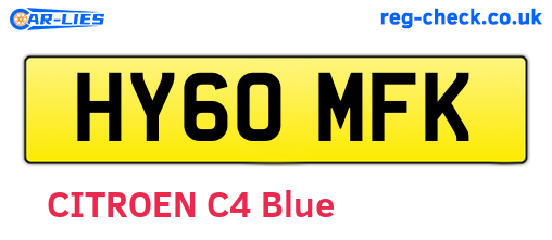 HY60MFK are the vehicle registration plates.