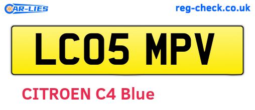 LC05MPV are the vehicle registration plates.