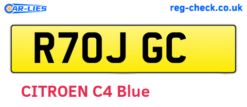 R70JGC are the vehicle registration plates.