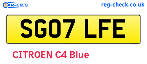 SG07LFE are the vehicle registration plates.