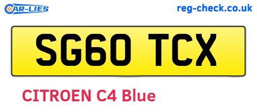 SG60TCX are the vehicle registration plates.
