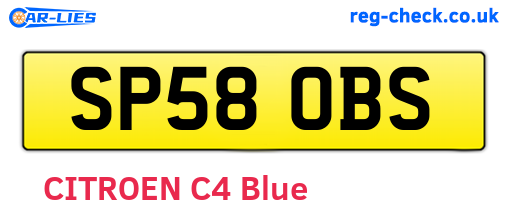 SP58OBS are the vehicle registration plates.