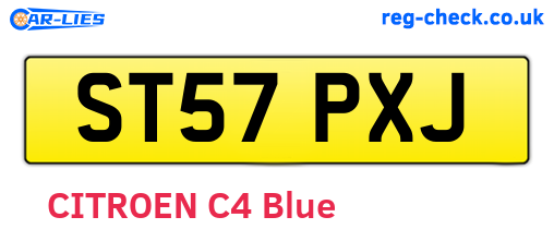 ST57PXJ are the vehicle registration plates.