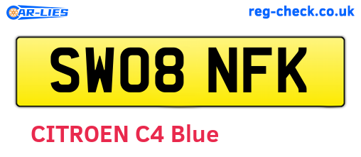 SW08NFK are the vehicle registration plates.
