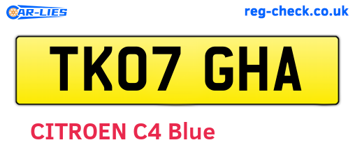 TK07GHA are the vehicle registration plates.