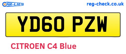 YD60PZW are the vehicle registration plates.