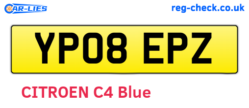 YP08EPZ are the vehicle registration plates.