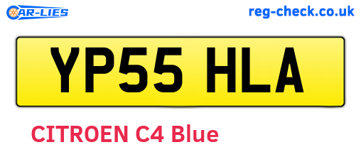 YP55HLA are the vehicle registration plates.