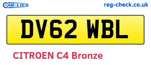 DV62WBL are the vehicle registration plates.