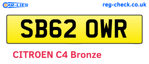 SB62OWR are the vehicle registration plates.