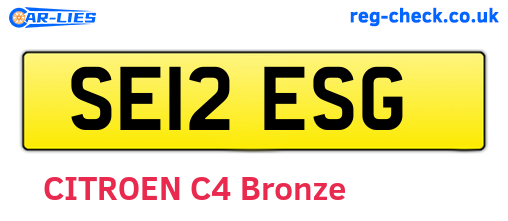 SE12ESG are the vehicle registration plates.