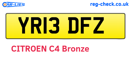 YR13DFZ are the vehicle registration plates.