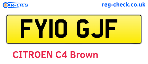 FY10GJF are the vehicle registration plates.