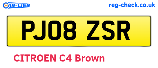 PJ08ZSR are the vehicle registration plates.