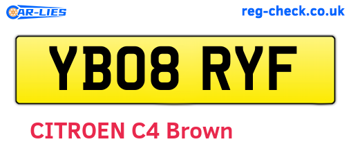 YB08RYF are the vehicle registration plates.