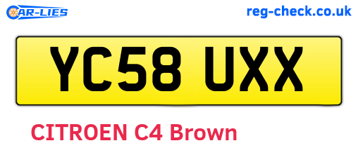 YC58UXX are the vehicle registration plates.
