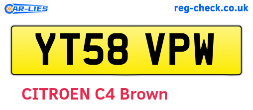 YT58VPW are the vehicle registration plates.