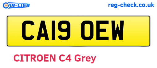 CA19OEW are the vehicle registration plates.