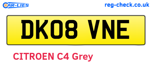 DK08VNE are the vehicle registration plates.