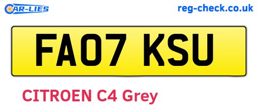 FA07KSU are the vehicle registration plates.