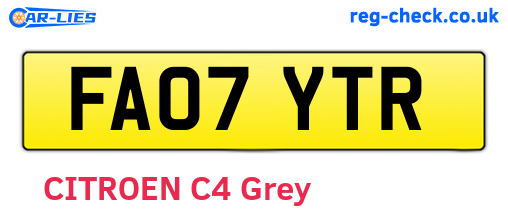 FA07YTR are the vehicle registration plates.