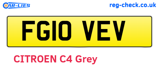 FG10VEV are the vehicle registration plates.