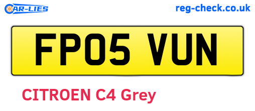 FP05VUN are the vehicle registration plates.